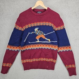 Vintage Boat House Row Sweater Men's Size M Skiing Fisherman Winter 100% Wool